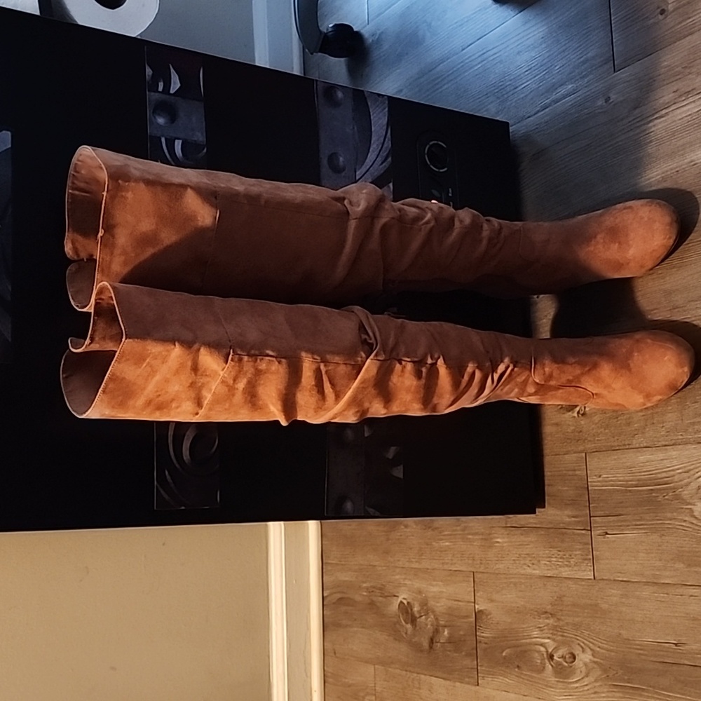 Katya Slouchy Heeled Boot, Size= 9.5, Cognac